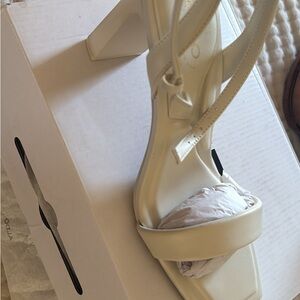 Elegant White Strappy Heels-Aldo Cloud